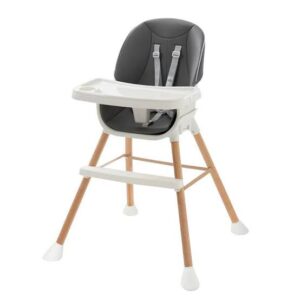 Baby High Chair with Wooden Legs - Grey