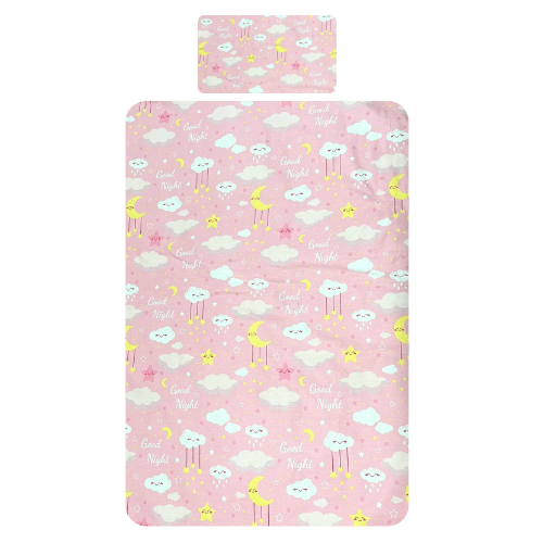 Baby Haven Cot Comforter Set Pink with Clouds INH Baby SA