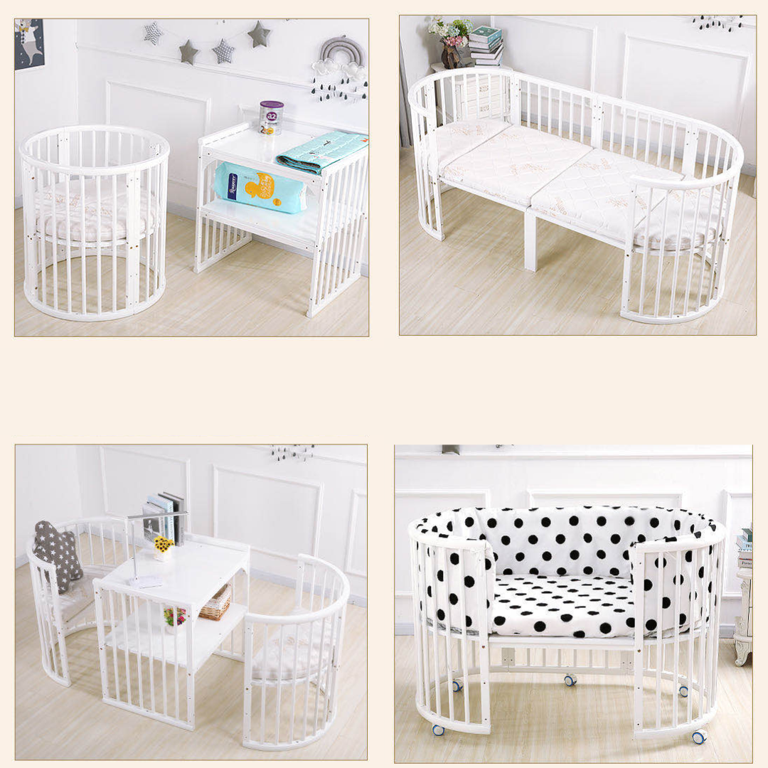 9-in-1 Oval Baby Cot with mattress - Image 2