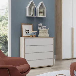 Manhattan 4-Drawer Chest of Drawers White/oak