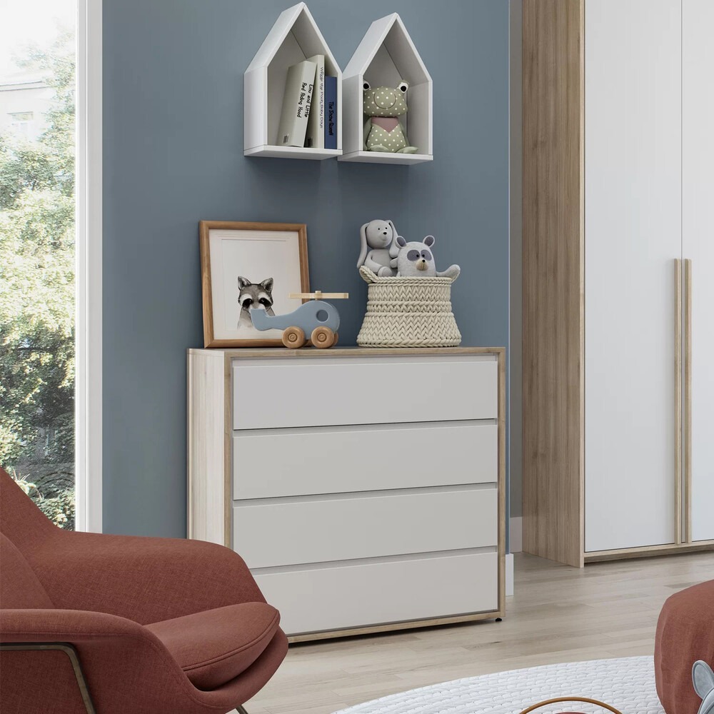 Manhattan 4-Drawer Chest of Drawers White/oak