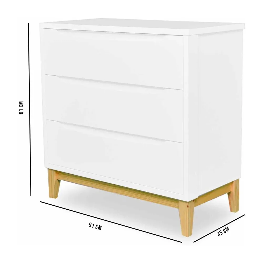 Venice 3-Drawer Chest of Drawers White/Oak - Image 2