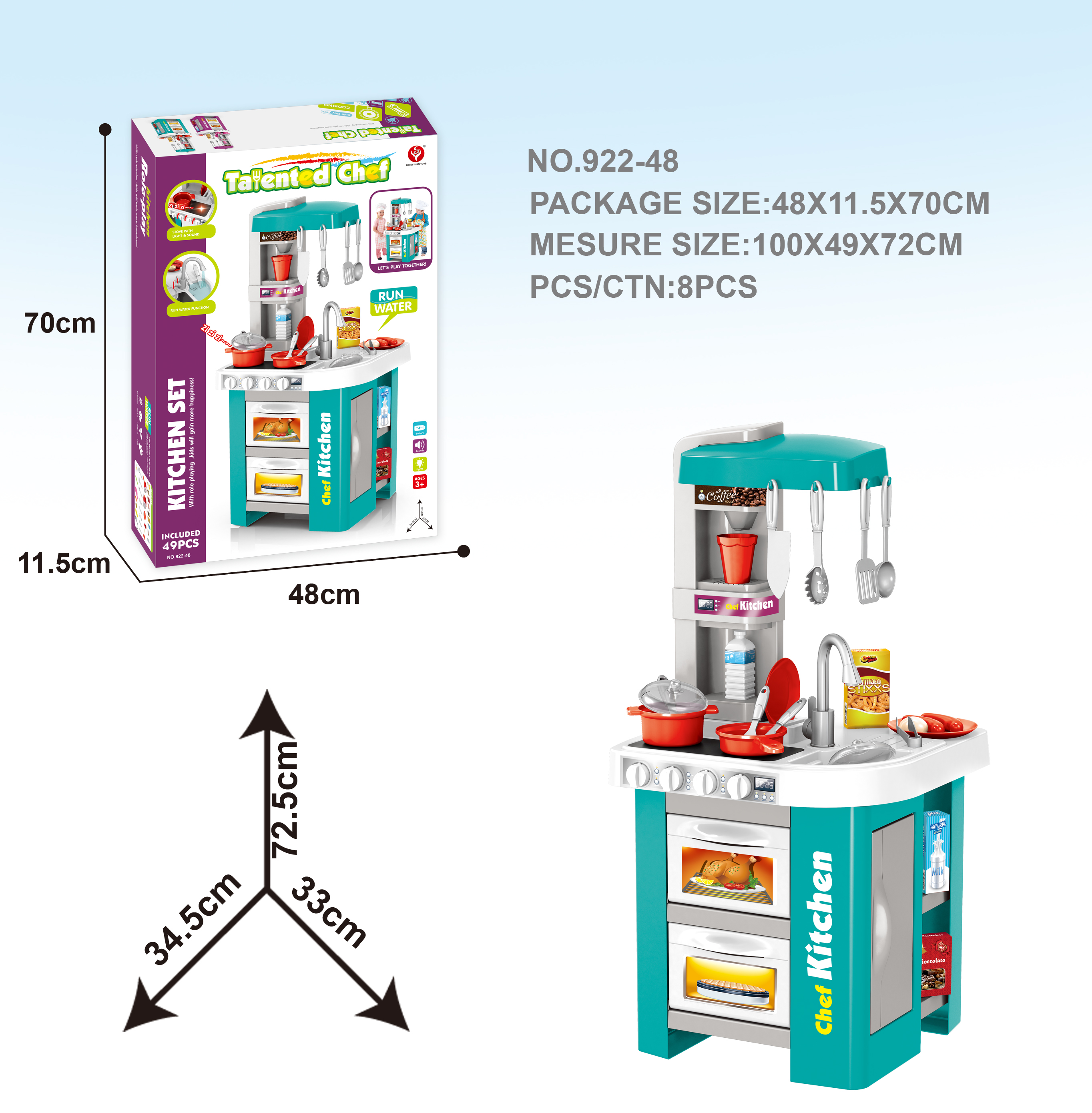 Talented Chef Kitchen set 48pc