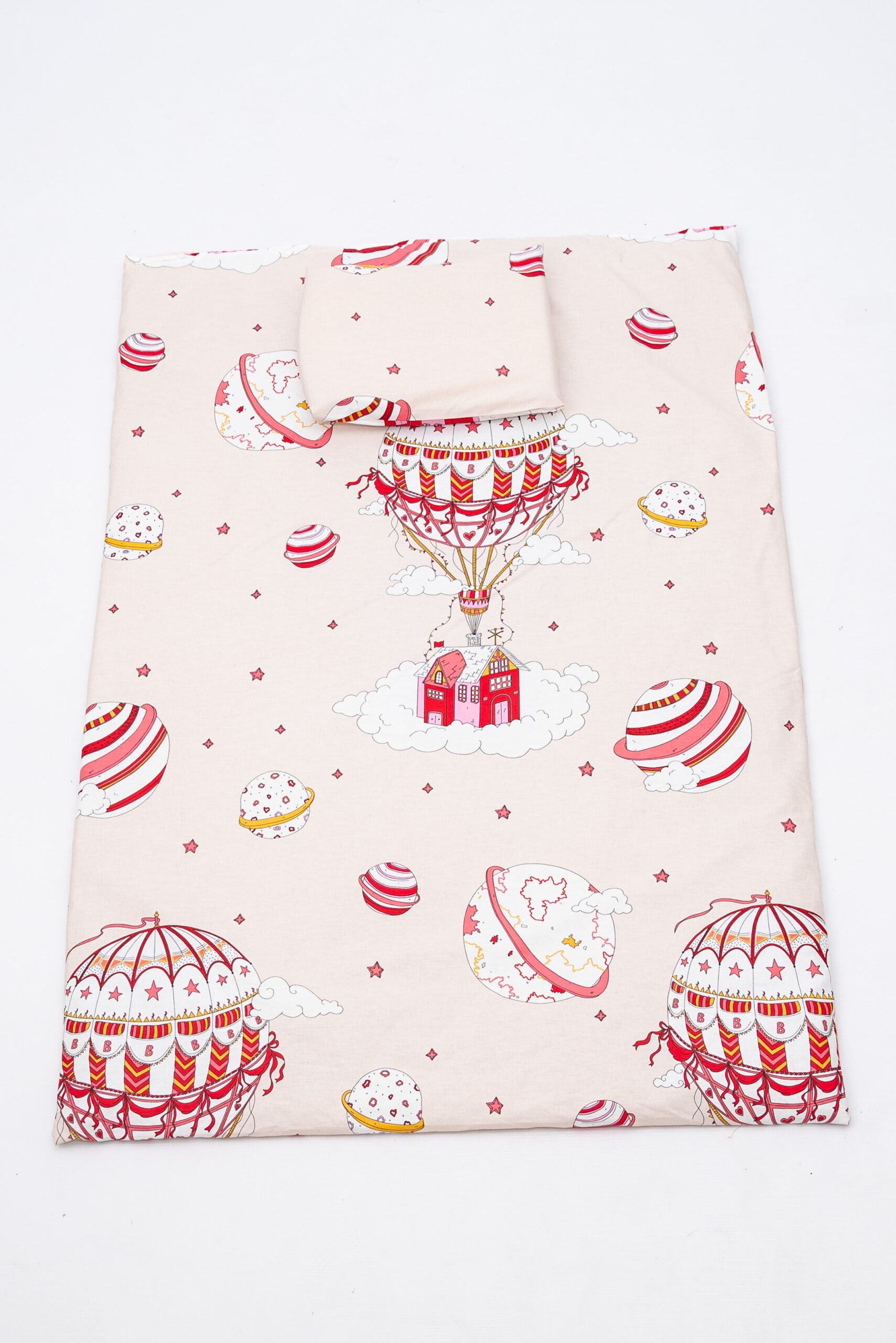 Baby Haven Baby Cot Duvet Set - Pink Hot Air Balloon - Image 4