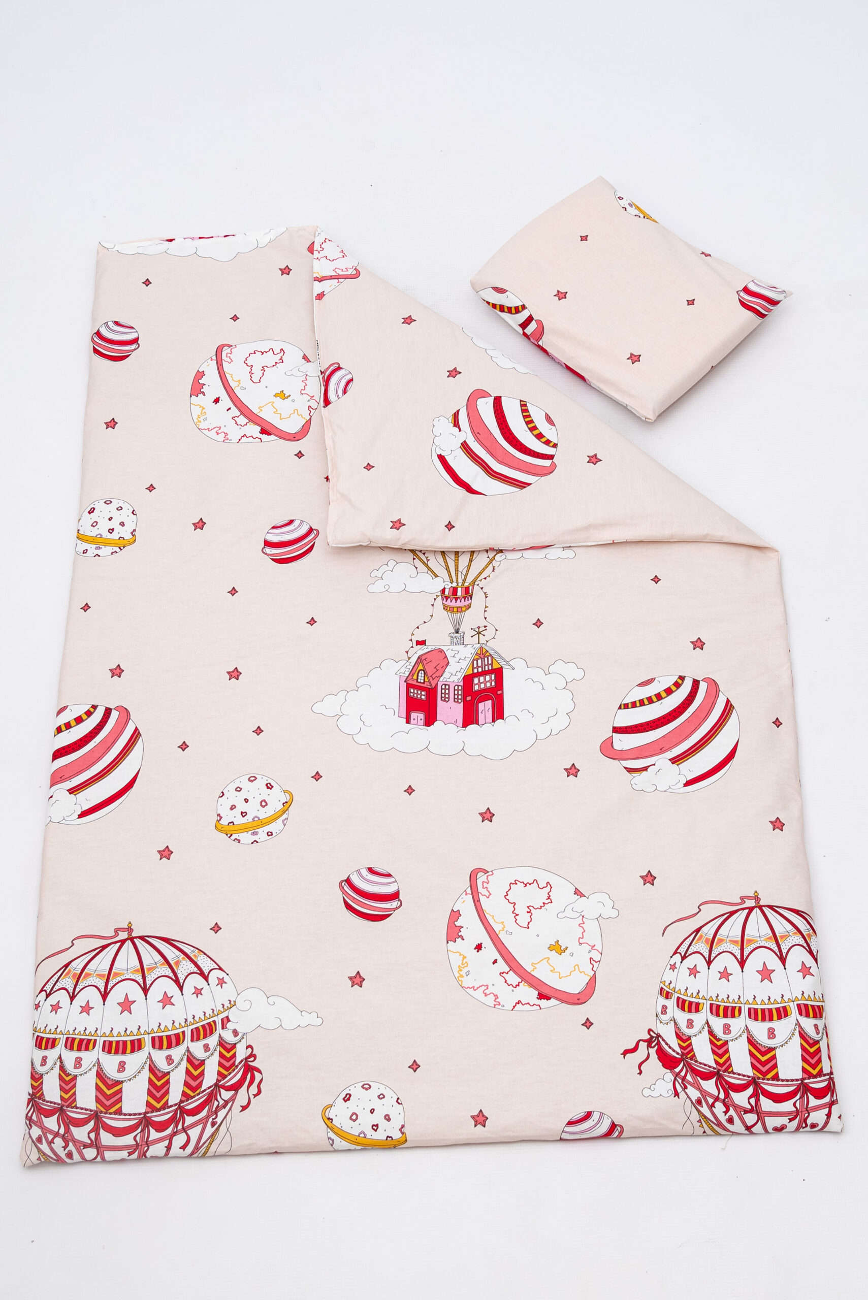 Baby Haven Baby Cot Duvet Set - Pink Hot Air Balloon - Image 3