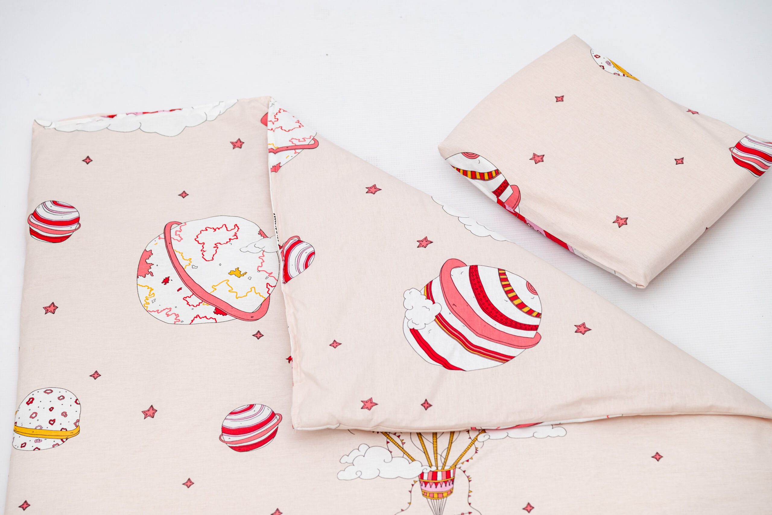 Baby Haven Baby Cot Duvet Set - Pink Hot Air Balloon - Image 2