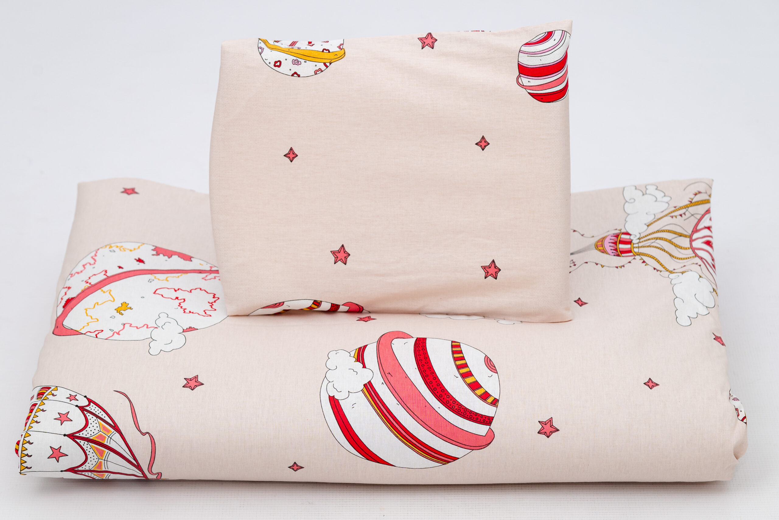 Baby Haven Baby Cot Duvet Set - Pink Hot Air Balloon