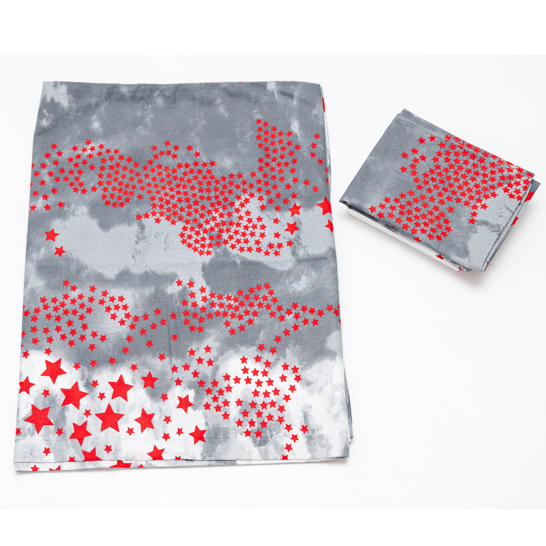 Baby Haven Toddler Bed Duvet Set – Grey With Red Stars - Image 2