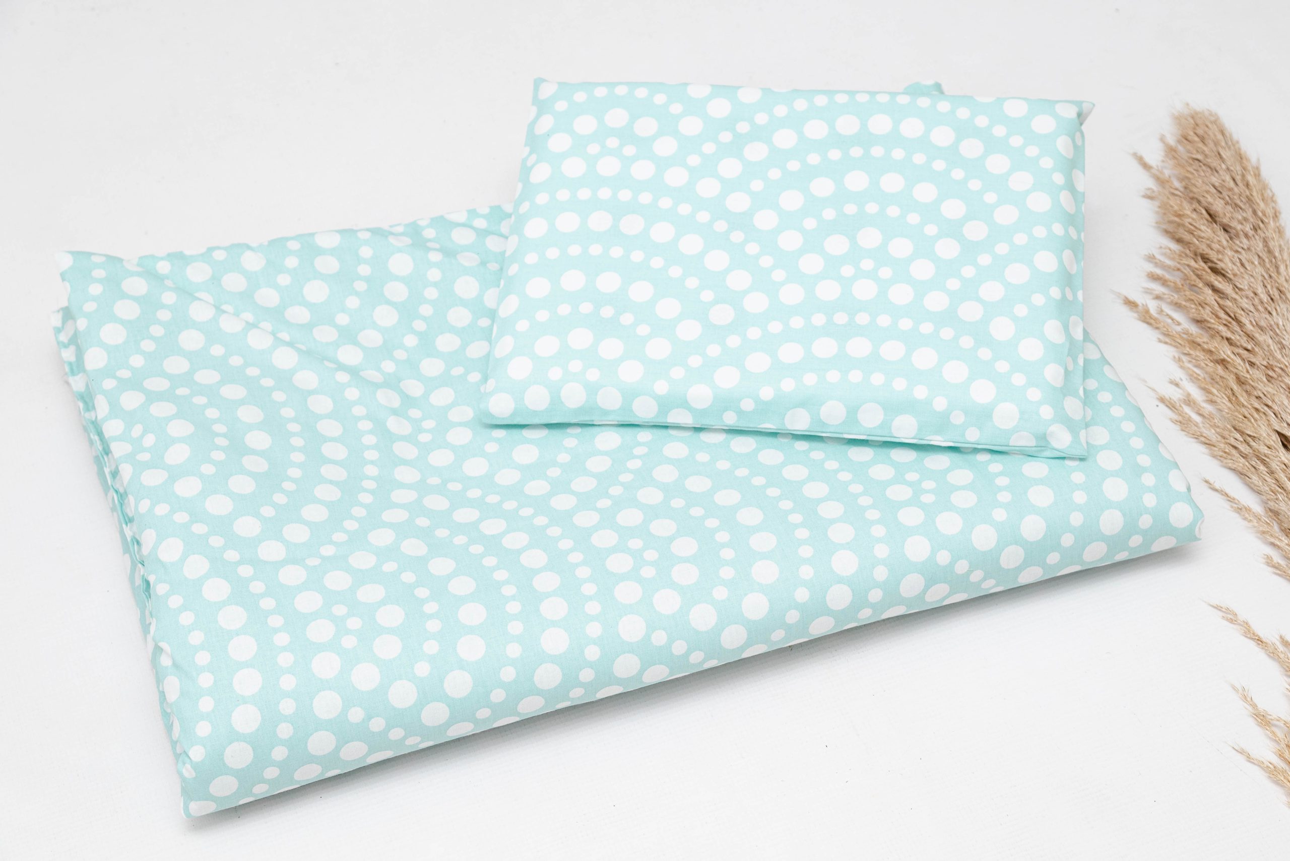 Baby Haven Baby Cot Duvet Set - Turquoise Dots - Image 2