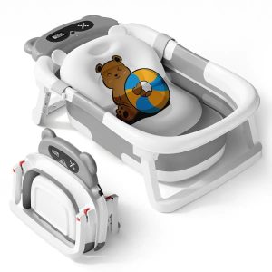Foldable Bathtub with Cushion & Thermometer