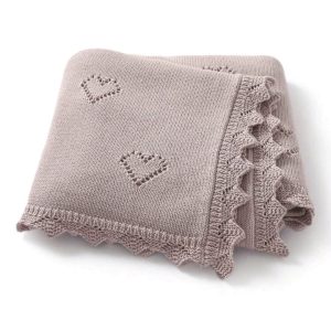 Infant Knitted Blanket - Heart Pattern