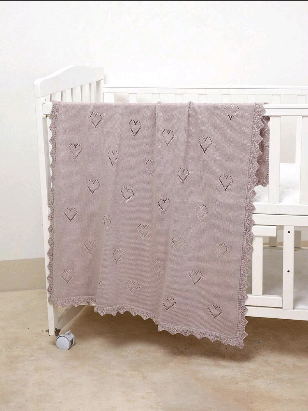 Infant Knitted Blanket - Heart Pattern - Image 2