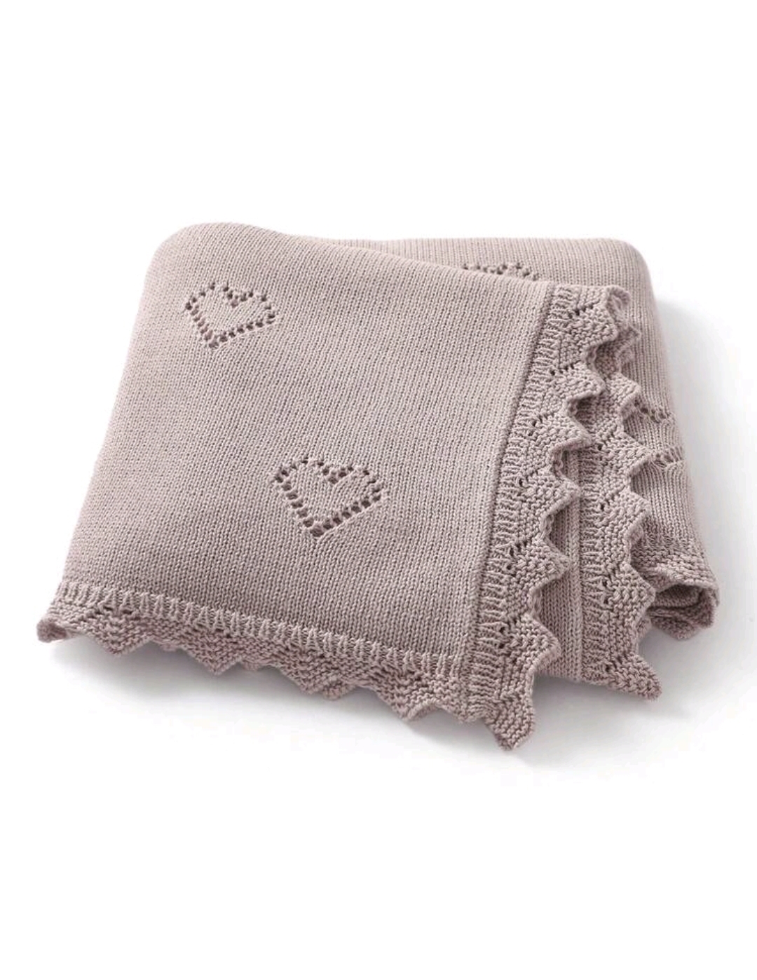 Infant Knitted Blanket - Heart Pattern