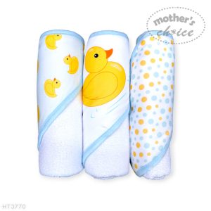 Mother's Choice 3 Hooded Towels & 3 Squeaky Toys