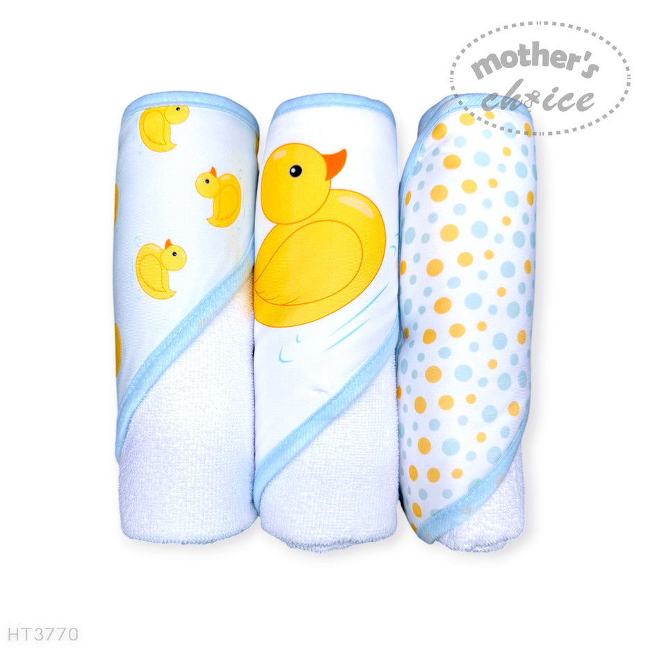Mother's Choice 3 Hooded Towels & 3 Squeaky Toys